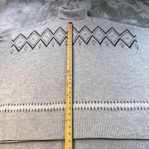 Orvis Wool Cashmere Nordic Fair Isle Poncho Cape Sweater Gray Diamond One Size - Picture 9 of 13